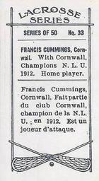 1912 Imperial Tobacco C61 #33 Francis Cummings Back